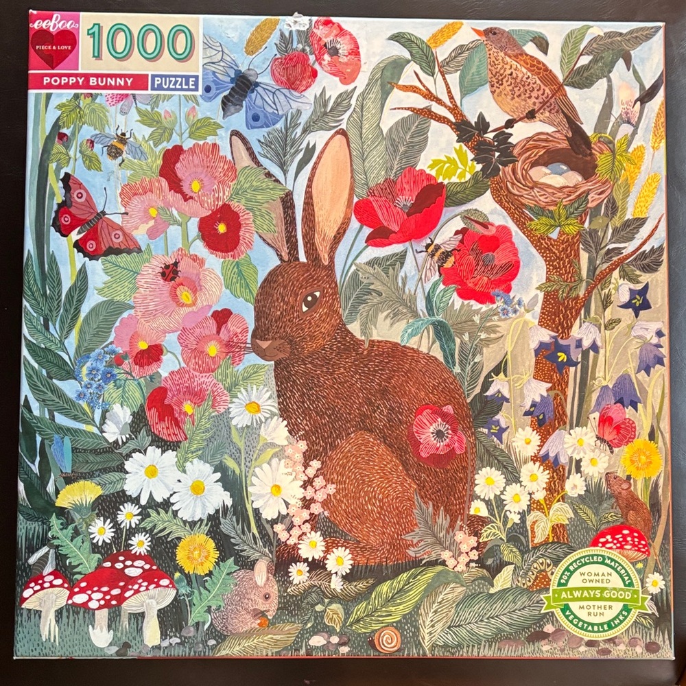 Eeboo 1000 piece puzzle, “Poppy Bunny”